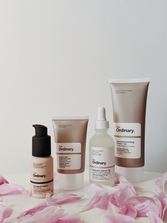 Korean skincare products arranged for a brightening routine